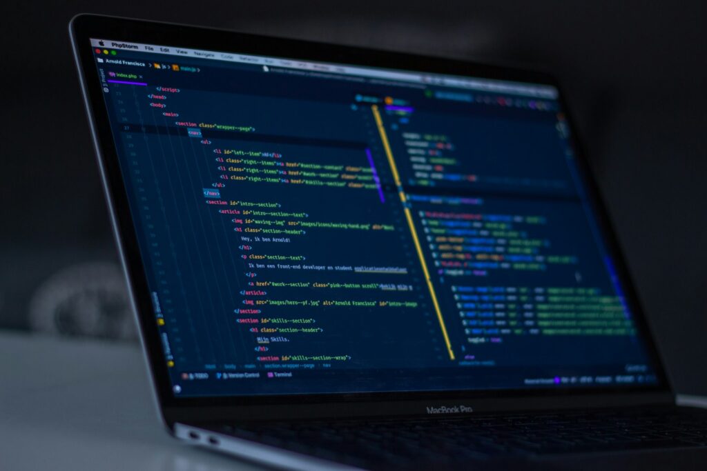 Código de software a medida en pantalla
